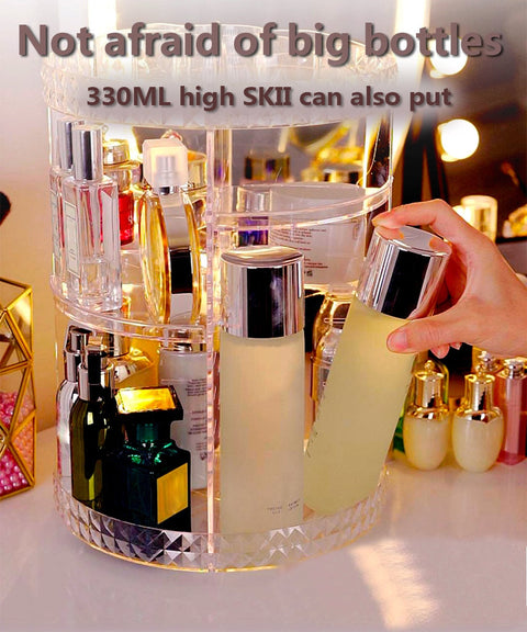 360 Degree Rotation Make Up Organizer Box Cosmetic Organizer Transparent Fashion Spin Multi-Function Detachable Acrylic BATACHARLY