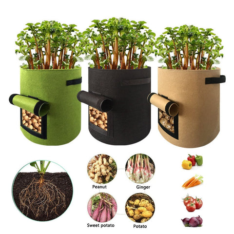 4/7/10/15 Gallon Potato Grow Bags Vegetable Plant Pot Home Garden Greenhouse Carrot Tomato Moisturizing Fabric Growing Planter BATACHARLY