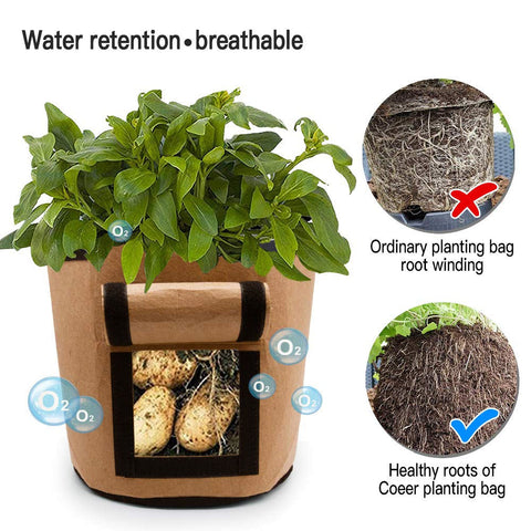 4/7/10/15 Gallon Potato Grow Bags Vegetable Plant Pot Home Garden Greenhouse Carrot Tomato Moisturizing Fabric Growing Planter BATACHARLY