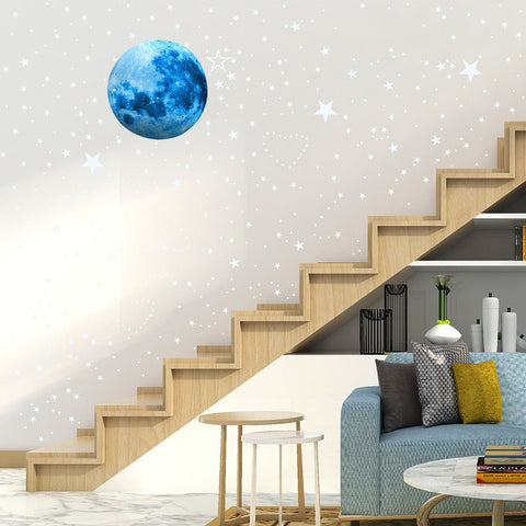 435 Pcs/Set Luminous Moon Stars Dots Wall Stickers Kids Room Bedroom Living Room Home Decoration Decals Glow In The Dark Mural BATACHARLY