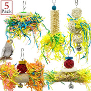 5Pcs Bird Parrot Shredding Toys Chewing Foraging Hanging Cage Paper Strings Wire Drawing Ball Toys Relieve Boredom BATACHARLY