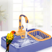 Automatic Bird Bathtub Swimming Pool with Faucet Bird Feeder Food Container Parrot Bath Shower Water Dispenser Toys for Parrots BATACHARLY