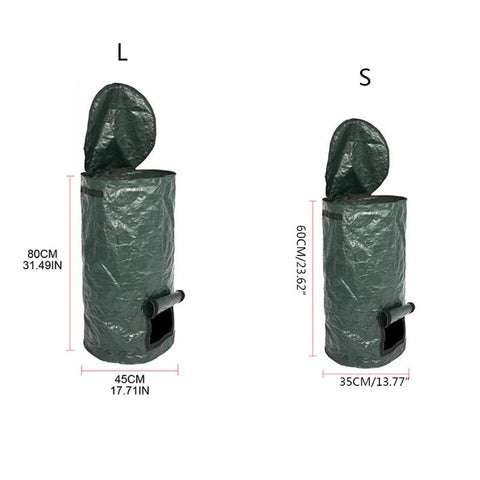 B2RF Collapsible Garden Yard Compost Bag with Lid Environmental Organic Ferment Waste Collector Refuse Sacks Composter BATACHARLY