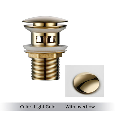 Bagnolux Polished Gold Basin Sink Drainer Corrosion Resistant Easy To Clean Pop Up Button Round Hole Bathroom Hotel Drainer BATACHARLY