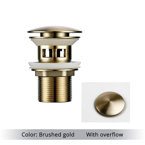 Bagnolux Polished Gold Basin Sink Drainer Corrosion Resistant Easy To Clean Pop Up Button Round Hole Bathroom Hotel Drainer BATACHARLY
