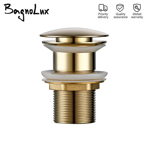 Bagnolux Polished Gold Basin Sink Drainer Corrosion Resistant Easy To Clean Pop Up Button Round Hole Bathroom Hotel Drainer BATACHARLY