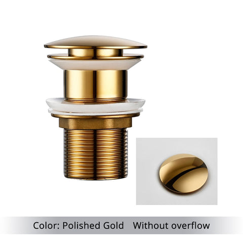 Bagnolux Polished Gold Basin Sink Drainer Corrosion Resistant Easy To Clean Pop Up Button Round Hole Bathroom Hotel Drainer BATACHARLY