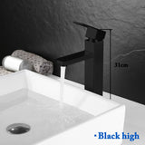 Basin Sink Bathroom Faucet Deck Mounted Hot Cold Water Basin Mixer Taps Matte Black Lavatory Sink Tap Crane BATACHARLY