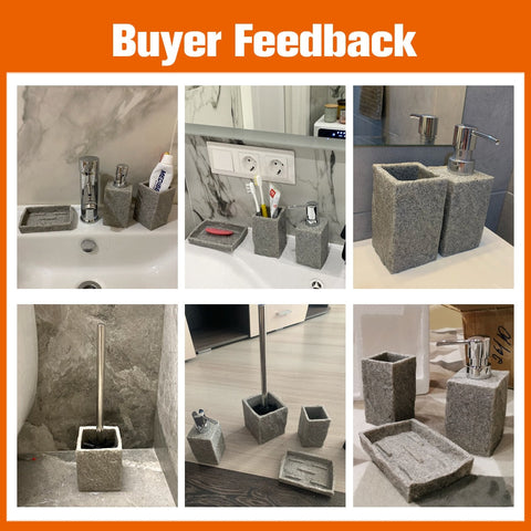 Bathroom Accessories Set Imitati Granite Resin Iiquid Soap Dispenser Toothbrush Holder Cup Soap Dish Toilet Brush Holder kitchen BATACHARLY