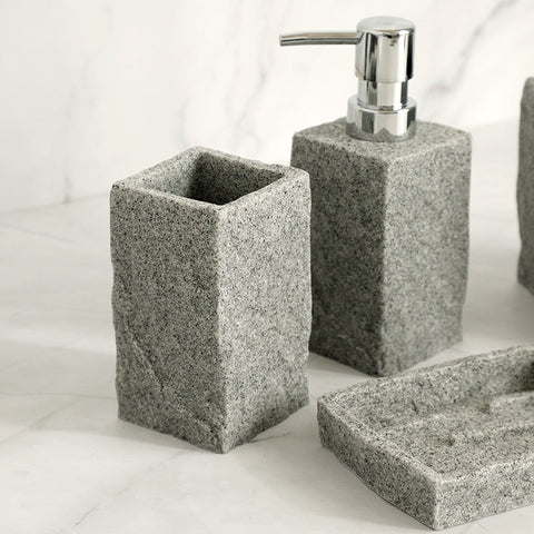 Bathroom Accessories Set Imitati Granite Resin Iiquid Soap Dispenser Toothbrush Holder Cup Soap Dish Toilet Brush Holder kitchen BATACHARLY