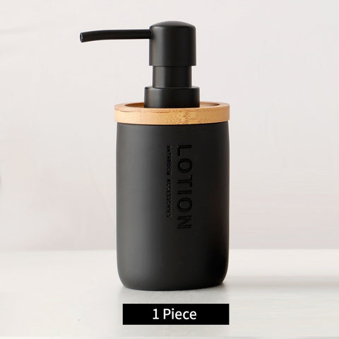 Bathroom Accessories Set Or Single Soap Lotion Dispenser Toothbrush Holder Soap Dish Tumbler Pump Bottle Cup Wood Black or White BATACHARLY