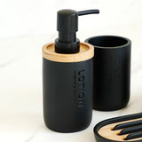 Bathroom Accessories Set Or Single Soap Lotion Dispenser Toothbrush Holder Soap Dish Tumbler Pump Bottle Cup Wood Black or White BATACHARLY