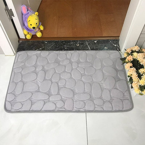 Bathroom Bath Mat Non-slip Carpet In Wash Basin Bathtub Side Floor Rug Shower Room Doormat Cobblestone Embossed Memory Foam Pad BATACHARLY