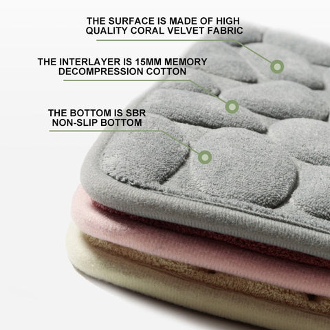 Bathroom Bath Mat Non-slip Carpet In Wash Basin Bathtub Side Floor Rug Shower Room Doormat Cobblestone Embossed Memory Foam Pad BATACHARLY
