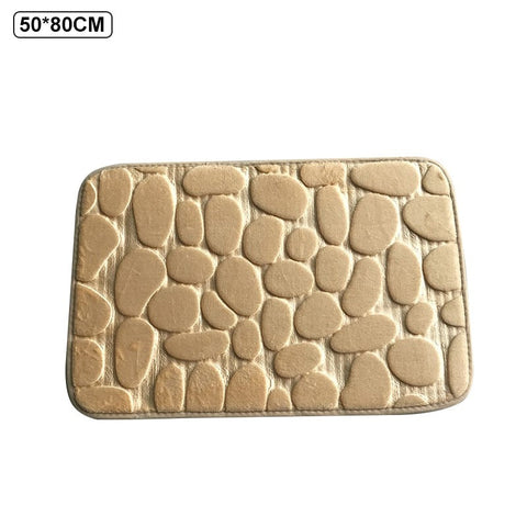 Bathroom Bath Mat Non-slip Carpet In Wash Basin Bathtub Side Floor Rug Shower Room Doormat Cobblestone Embossed Memory Foam Pad BATACHARLY