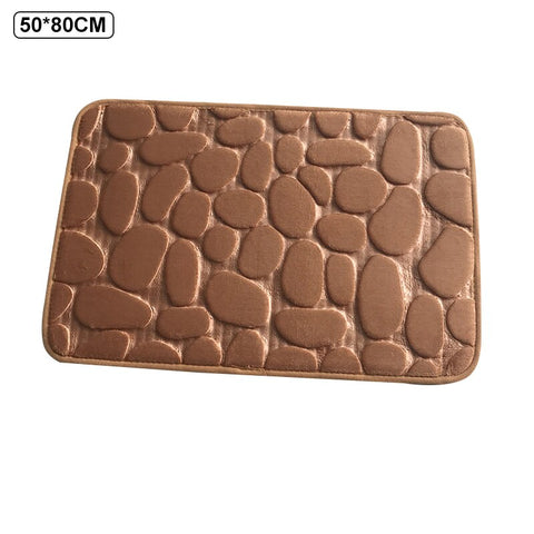 Bathroom Bath Mat Non-slip Carpet In Wash Basin Bathtub Side Floor Rug Shower Room Doormat Cobblestone Embossed Memory Foam Pad BATACHARLY