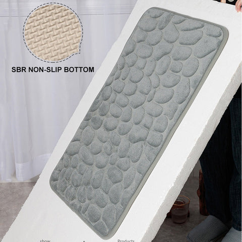 Bathroom Bath Mat Non-slip Carpet In Wash Basin Bathtub Side Floor Rug Shower Room Doormat Cobblestone Embossed Memory Foam Pad BATACHARLY