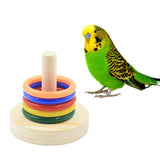 Bird Toys Parrot Wooden Platform Plastic Rings Intelligence Training Chew Puzzle Toy New BATACHARLY