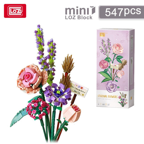Building Block Bouquet 3D Model Toy Home Decoration Plant Potted Chrysanthemum Rose Flower Assembly Brick Girl Toy Child Gift BATACHARLY