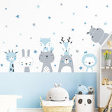 Cartoon Cute Lion Giraffe Animals Stars Wall Sticker Nursery Vinyl Children&#39;s Wall Art Decals for Baby Kids Room Home Decoration BATACHARLY