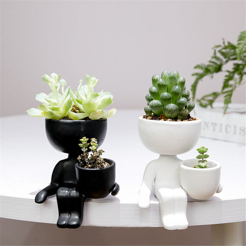 Creative Humanoid Ceramic Flower Pot Vase Plant Pot Ceramic Crafts Fleshy Flower Vase Home Decoration BATACHARLY