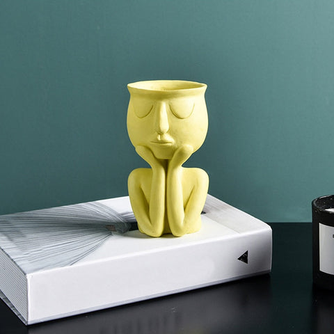 Creative Humanoid Ceramic Flower Pot Vase Plant Pot Ceramic Crafts Fleshy Flower Vase Home Decoration BATACHARLY