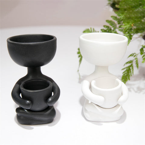 Creative Humanoid Ceramic Flower Pot Vase Plant Pot Ceramic Crafts Fleshy Flower Vase Home Decoration BATACHARLY