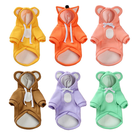 Dog Clothes Winter Warm Dog Cat Hoodies Fleece Warm Hooded Jacket Sweatshirt For Bulldog Chihuahua Puppy Cat Outfit XS-XL BATACHARLY