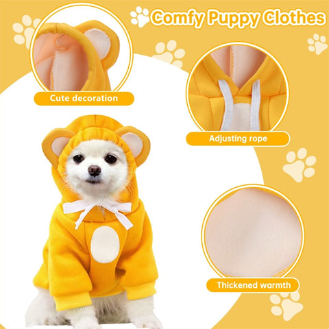 Dog Clothes Winter Warm Dog Cat Hoodies Fleece Warm Hooded Jacket Sweatshirt For Bulldog Chihuahua Puppy Cat Outfit XS-XL BATACHARLY