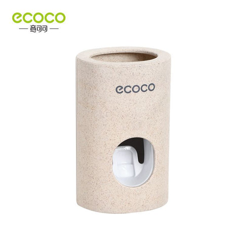 ECOCO Automatic Toothpaste Dispenser Holder Bathroom Accessories Set Toothbrush Holder Toothbrush Wall Mount Rack BATACHARLY
