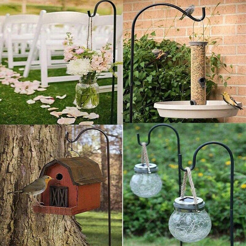 Garden Wrought Iron Sheep Hooks Plant Hook Garden Stake Outdoor Plant Stand Hanger For Hanging Plants Solar Lights Bird Feeders BATACHARLY