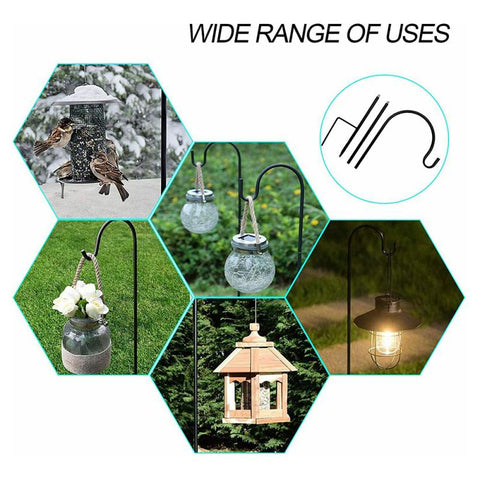 Garden Wrought Iron Sheep Hooks Plant Hook Garden Stake Outdoor Plant Stand Hanger For Hanging Plants Solar Lights Bird Feeders BATACHARLY