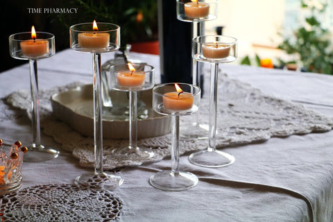 Glass Candle Holders Set Tealight Candle Holder Home Decor Wedding Table Centerpieces Crystal Holder Dinner table setting BATACHARLY