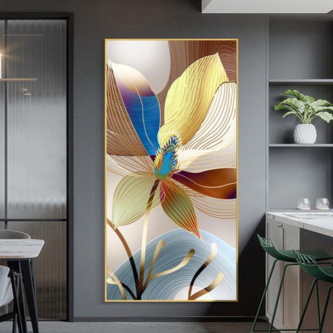 Abstract Flower Pictures Canvas Painting Luxury Golden Lines Modern Posters and Prints Gallery Living Room Home Decor Pictures