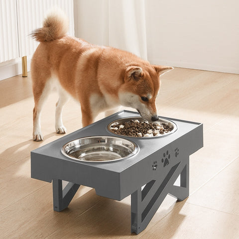 HOOPET Dog Double Bowls with Stand Adjustable Height Pet Feeding Dish Bowl Medium Big Dog Elevated Food Water Feeder Lift Table