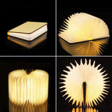 USB Charging Book Light Portable 3 Colors 3D Creative LED Book Night Light Wooden Magnetic Foldable Desk Table Lamp Home Decor