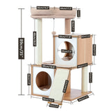 Domestic Delivery Wooden Modern Cat Tower Cat&#39;s Activity Cat Furniture with Removable and Washable Mats for Kitten Large Cats