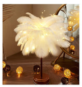 Feather Table Lamp USB Rechargerable Tree Shape LED Lights Party Decorative Flashing Lamp Night Light Lamps For Bedroom