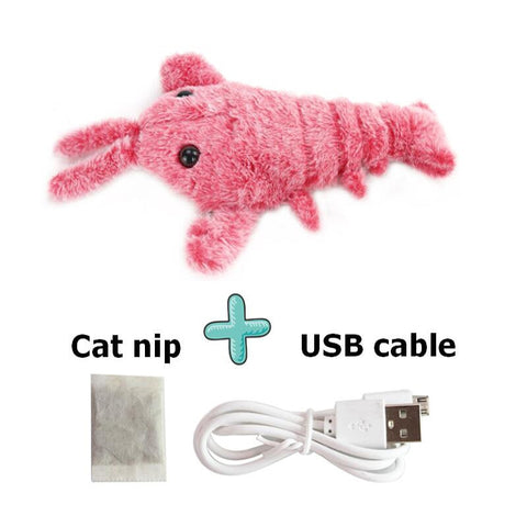 Pet Electric Jumping Cat Toy Shrimp Moving Simulation Lobster Dancing Plush Toys For Pet Dog Cats Stuffed Animal Interactive Toy