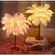 Feather Table Lamp USB Rechargerable Tree Shape LED Lights Party Decorative Flashing Lamp Night Light Lamps For Bedroom
