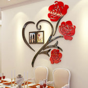 3 Size Multi-Pieces Rose Flower Pattern 3D Acrylic Decoration Wall Sticker DIY Wall Poster Picture Frame Home Bedroom Wallstick