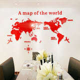 World Map 3D Acrylic Wall Stickers Large DIY Crystal Mirror Stickers for Office Sofa TV Background Wall Decorative Stickers