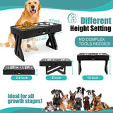 HOOPET Dog Double Bowls with Stand Adjustable Height Pet Feeding Dish Bowl Medium Big Dog Elevated Food Water Feeder Lift Table