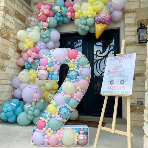 73cm Big Number Frame Stand Balloon Filling Box DIY Baby Shower Birthday Letter Alphabet Mosaic Anniversary Wedding Decoration