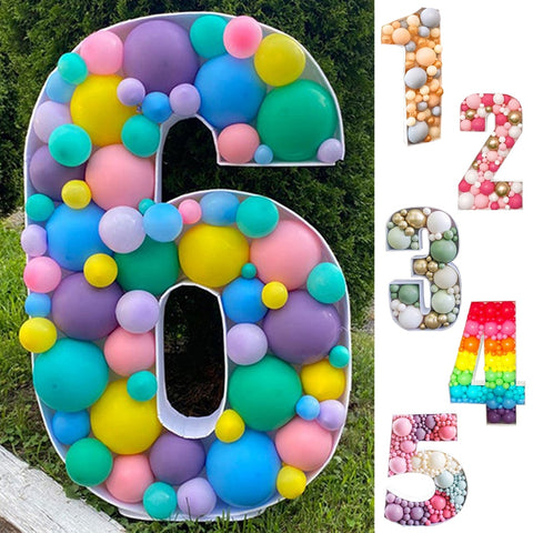 73cm Big Number Frame Stand Balloon Filling Box DIY Baby Shower Birthday Letter Alphabet Mosaic Anniversary Wedding Decoration