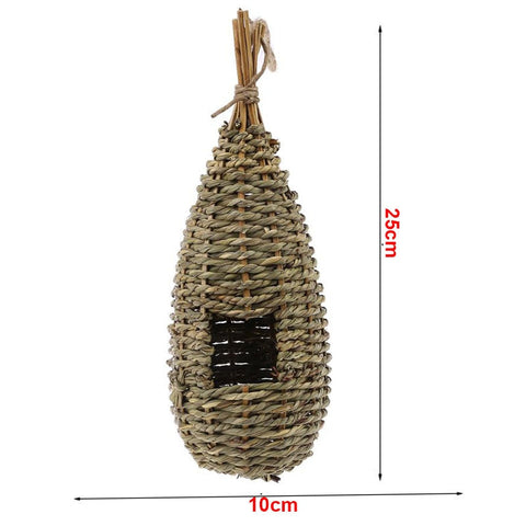Hand-Woven Bird House Natural Grass Bird Nest Shelter Hut Small Bird Hideaway Outside Sparrows Hanging Parrot Nest Houses Pet B BATACHARLY