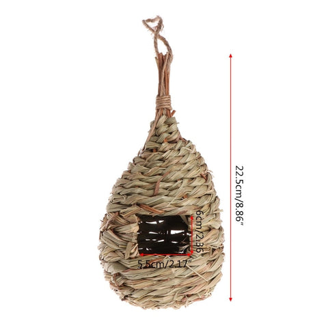 Hand-Woven Bird House Natural Grass Bird Nest Shelter Hut Small Bird Hideaway Outside Sparrows Hanging Parrot Nest Houses Pet B BATACHARLY