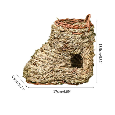 Hand-Woven Bird House Natural Grass Bird Nest Shelter Hut Small Bird Hideaway Outside Sparrows Hanging Parrot Nest Houses Pet B BATACHARLY