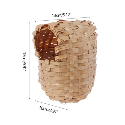 Hand-Woven Bird House Natural Grass Bird Nest Shelter Hut Small Bird Hideaway Outside Sparrows Hanging Parrot Nest Houses Pet B BATACHARLY