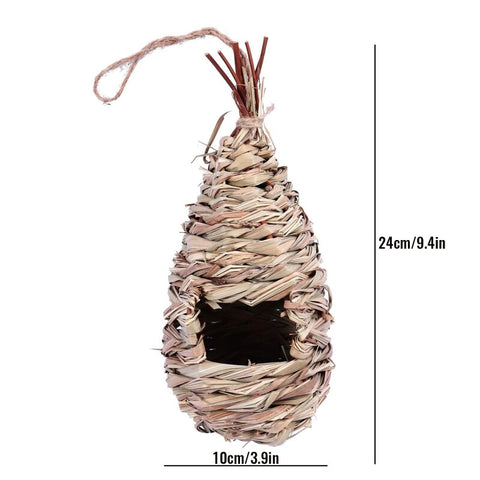 Hand-Woven Bird House Natural Grass Bird Nest Shelter Hut Small Bird Hideaway Outside Sparrows Hanging Parrot Nest Houses Pet B BATACHARLY